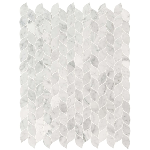Carrara White Blanco SAMPLE Pattern Honed Marble Mesh-Mounted Mosaic Tile